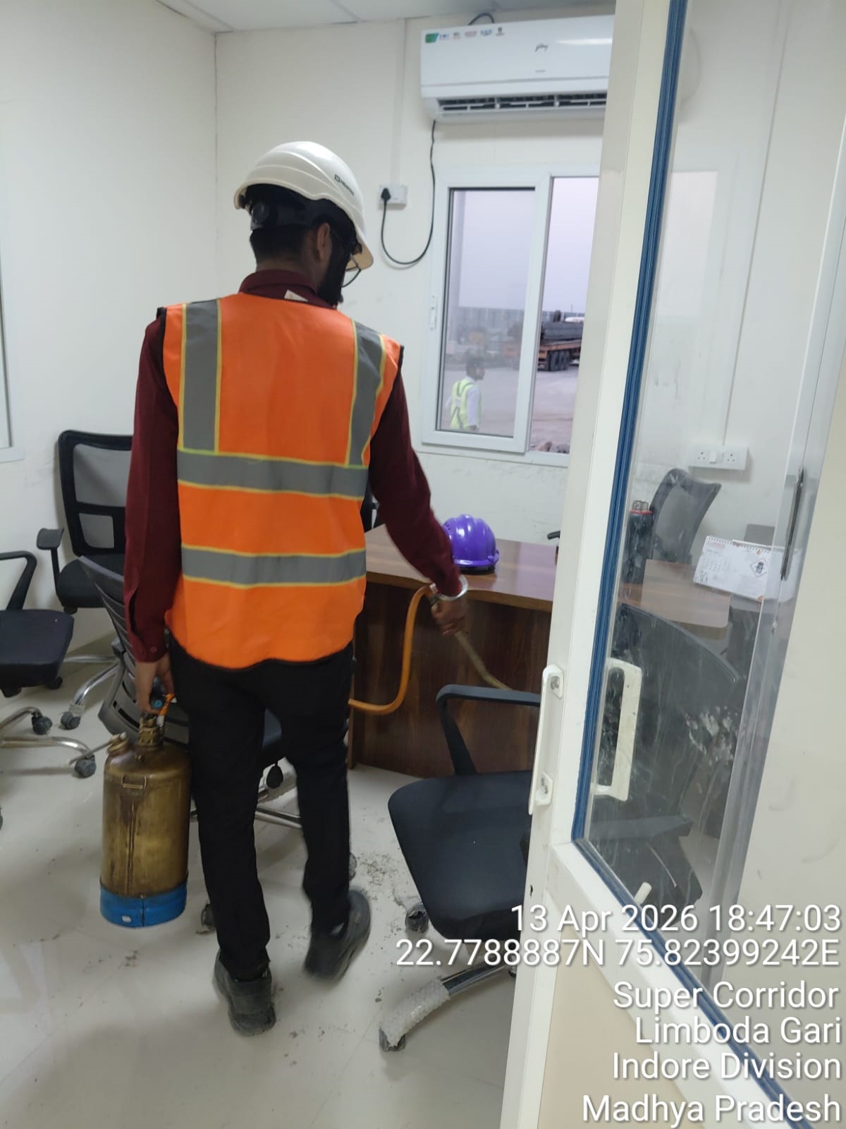 Patel Pest Control technician performing rodent control inspection in an Indore home